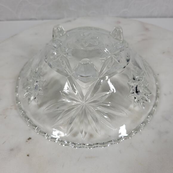 Vintage Crystal 3 Toed Footed Cut Glass Bowl 6.5"x2.5" Clear Candy Trinket Dish - Picture 15 of 16
